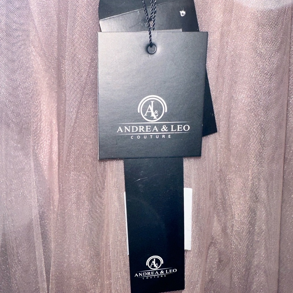 Andrea and Leo Mauve Lace Tulle Gown - Picture 6 of 7